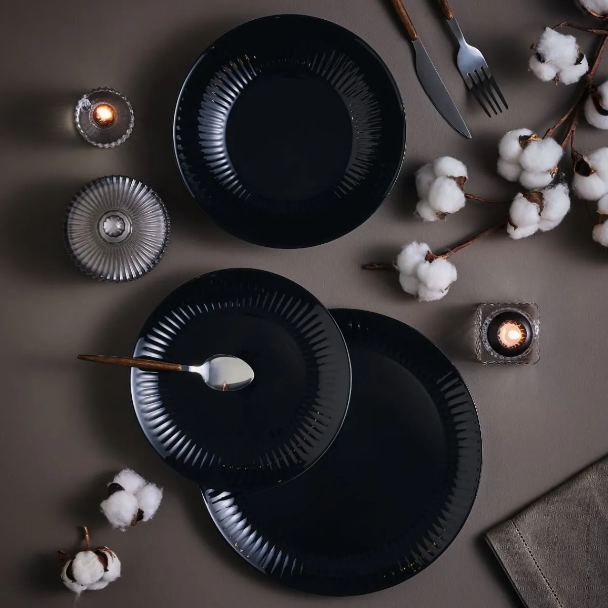 Luminarc Service de 18 pcs Cottage Noir> Services De Vaisselle | Plates