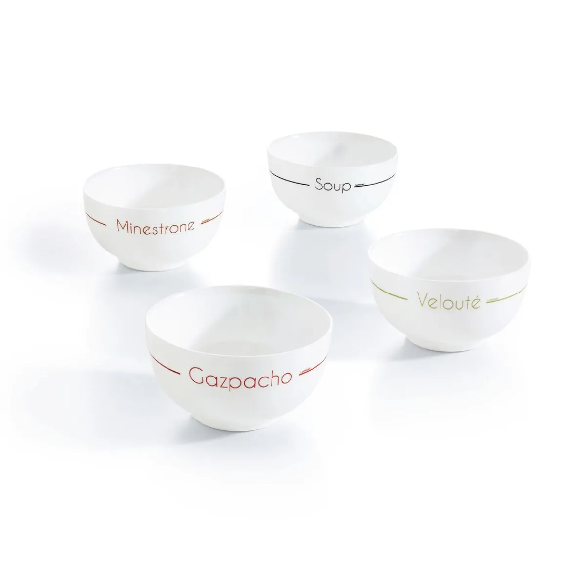Luminarc Set of 4 decorated white bowls 7,9 cm Soupset> Cups, Mugs, Bowls